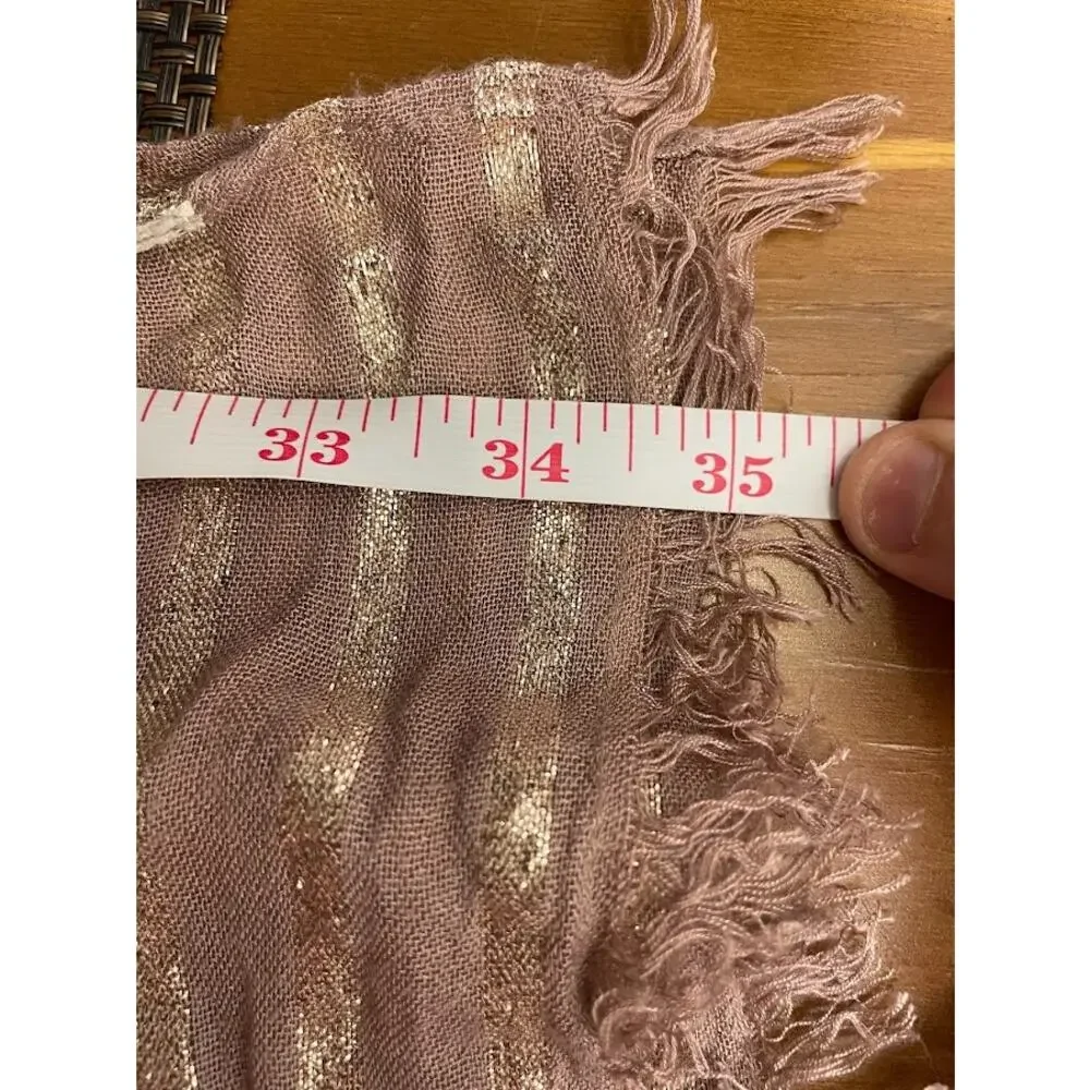 Dusty Rose Pink Metallic Striped Scarf Light Weight Blush Pink Boho Wrap 70X25